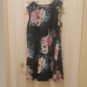 Floral Dress - Navy and Pink